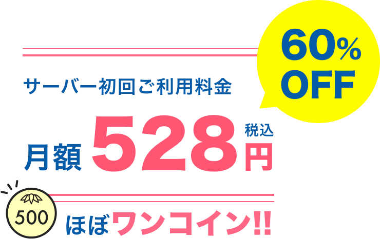 サーバー初回ご利用料金 月額528円