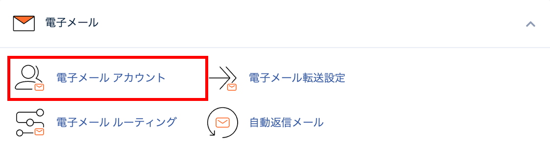cPanelの「電子メール アカウント」