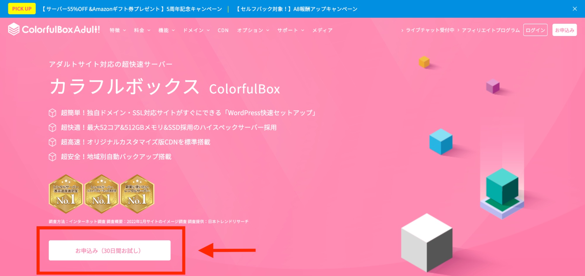 カラフルボックス公式サイトへアクセス